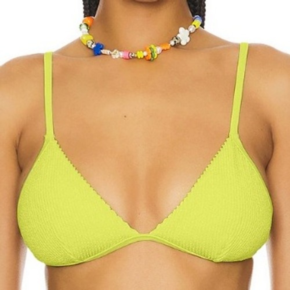 Good American NWT‎ Women's Medium Green Perfect Fit Textured Bikini Top Beach
